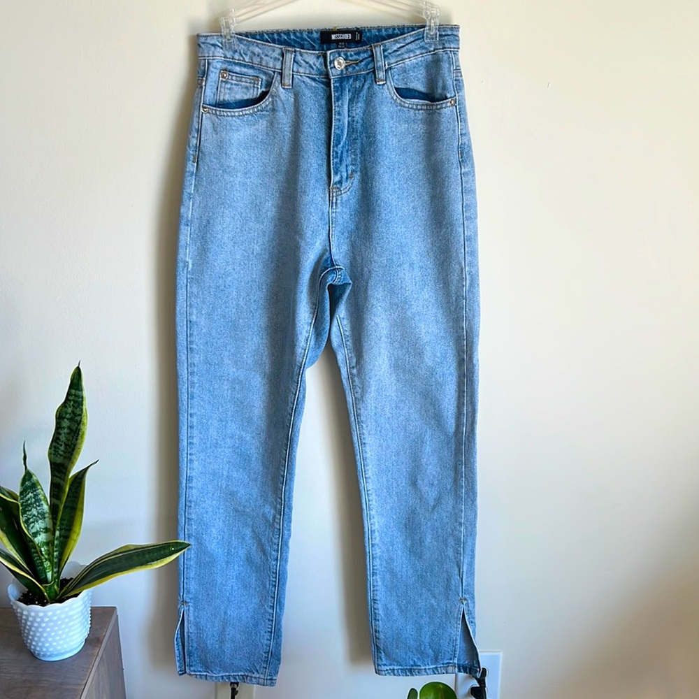MISSGUIDED Light-washed straight-cut Jeans